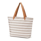 Monogrammed Tan Stripe Tote Bag