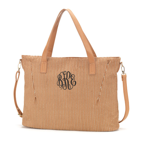 Monogrammed Camel Textured Audrey Purse