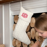 Monogrammed Cable Knit Christmas Stocking