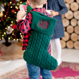 Monogrammed Cable Knit Christmas Stocking