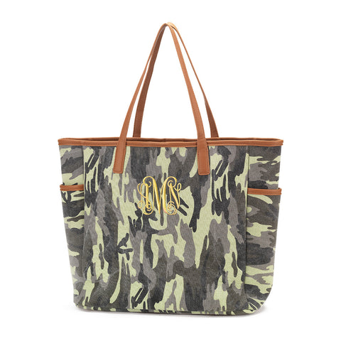 Monogrammed Camo Tote Bag