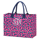 Monogrammed Hot Pink Leopard Tote Bag