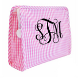 Monogrammed Pink Gingham Roadie Pouch