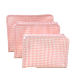 Monogrammed Light Pink Gingham Roadie Pouch