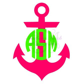Monogrammed Two Tone Anchor Vinyl Decal