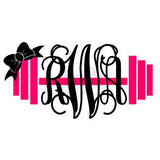 Monogrammed Barbell with Bow Vinyl Decal