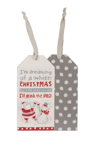 White Christmas Wine Bottle Tag