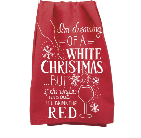 White Christmas Dish Towel