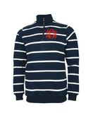 Monogrammed Navy Stripe Unisex Quarter Zip Pullover Sweatshirt