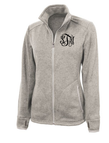 Monogrammed Heathered Fleece Jacket