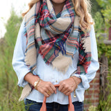 Monogrammed Tartan Plaid Blanket Scarf