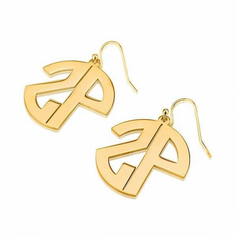 Monogrammed 2 Initial Circle Dangle Earrings