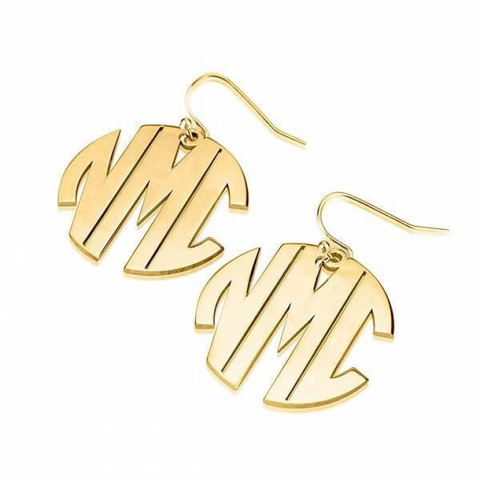 Monogrammed Circle Dangle Earrings