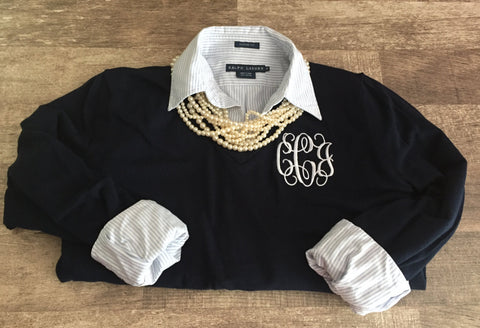 Monogrammed V-Neck Sweater