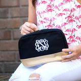 Monogrammed Black Cabana Cosmetic Bag
