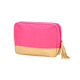 Monogrammed Hot Pink Cabana Cosmetic Bag