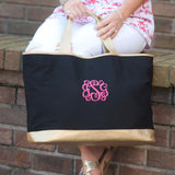 Monogrammed Black Cabana Tote Bag