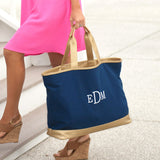 Monogrammed Navy Cabana Tote Bag