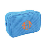 Monogrammed Waffle Weave Cosmetic Bag