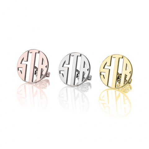Monogrammed Circle Stud Earrings