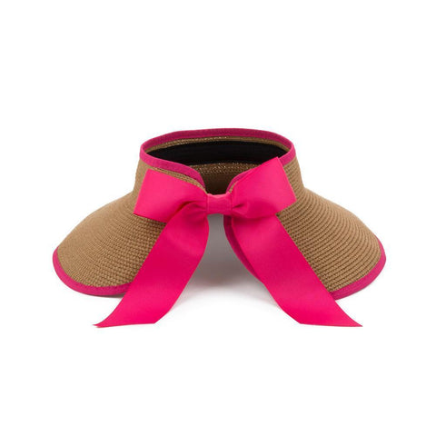 Monogrammed Bow Straw Visor